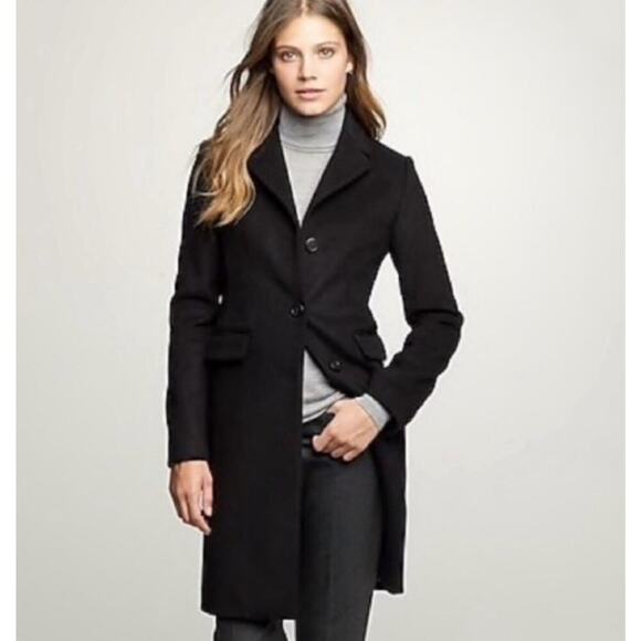 J Crew Coat Peacoat Black Wool Thinsulate Nelly Gori Womens Size 6 Button Flaw - Picture 2 of 11